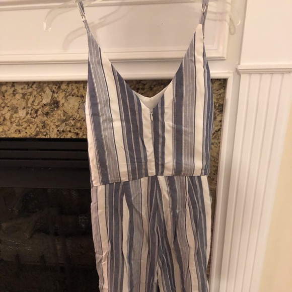 Ankle length blue striped jumpsuit - Picture 2 of 3